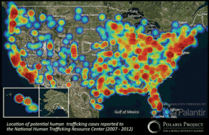 Jessica also showed this map of calls made to the Polaris Project’s trafficking hotline.