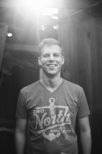 Co-founder Matt Rush models a Two North T-shirt.